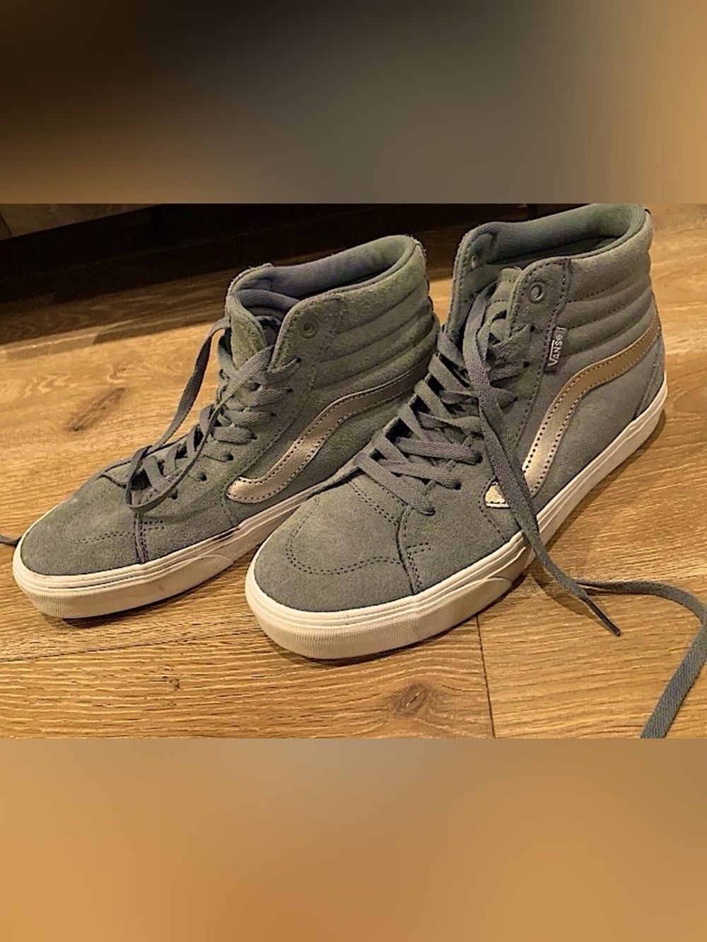 VANS Filmore Hi Suede High-Top Sneakers Women’s Sz10 Blue Silver Metallic